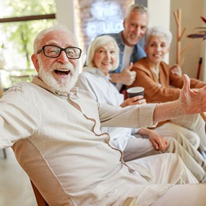 Group of senior friends taking a selfie together