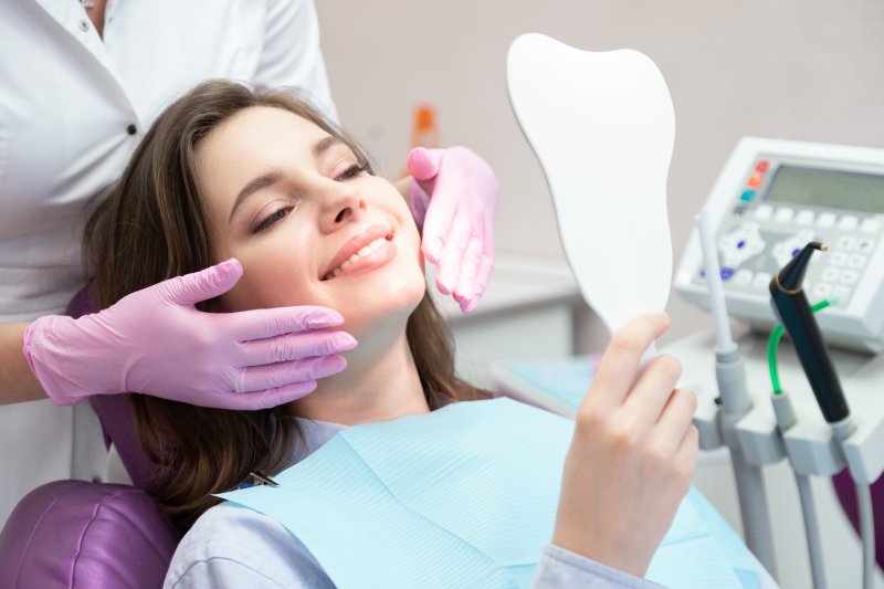 Close-up of woman receiving cosmetic dentistry